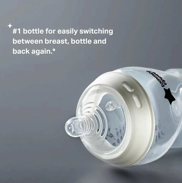 Tommee Tippee Natural Start Anti-Colic 9 oz BPA Free Baby Bottles, 0+ Months, Slow Flow Breast-Like Nipple, Self Sterilizing, Designed for Seamless Transition Between Bottle & Breast, Fiesta,Pack of 6