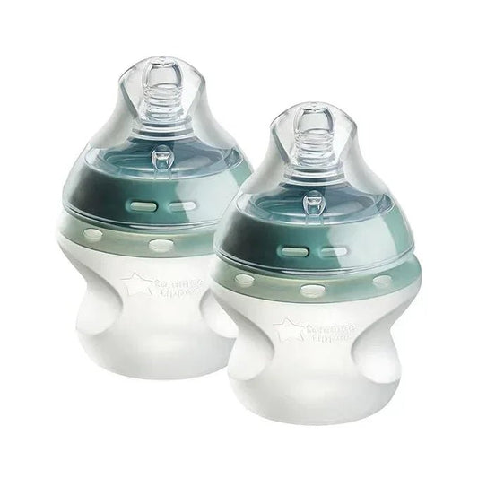 Tommee Tippee Natural Start Anti‑Colic Baby Bottles – 5 oz – BPA‑Free Silicone – Slow Flow Breast‑Like Nipple – Clear – Pack of 2 - Adenzo Comfies