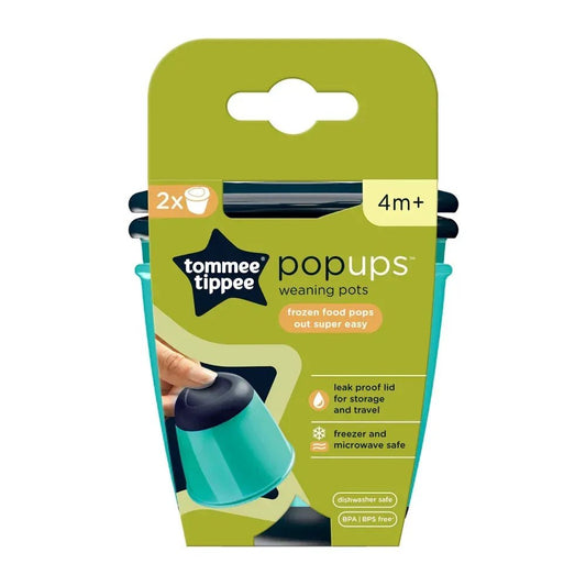 Tommee Tippee Pop Ups Weaning Pots 4m+ – Pack of 2 Baby Food Storage Containers, BPA - Free, Leak - Proof, Freezer Safe, Microwave Safe, and Dishwasher Safe Pots for Infant Weaning and Homemade Purees - Adenzo Comfies