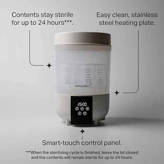 Tommee Tippee Quickdry Steriliser – Steam Steriliser for Baby Bottles & Accessories, 4 Modes, 26‑Minute Cycle, Kills Viruses & 99.9% of Bacteria - Adenzo Comfies