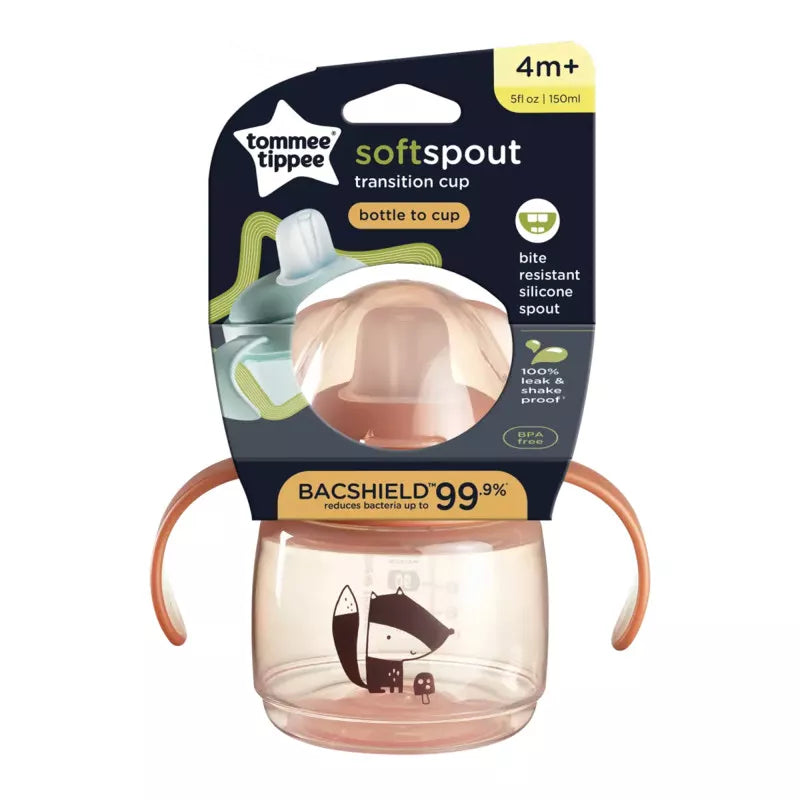 Tommee Tippee Transition Spout Cup – 4M+, 150ml Assorted, Soft Silicone Spout, BPA‑Free Baby Training Cup