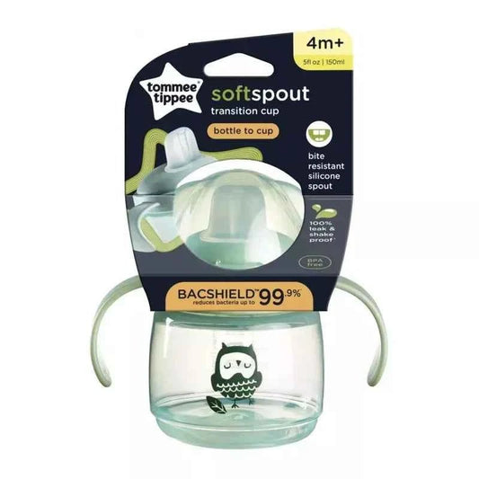 Tommee Tippee Transition Spout Cup – 4M+, 150ml Assorted, Soft Silicone Spout, BPA‑Free Baby Training Cup - Adenzo Comfies