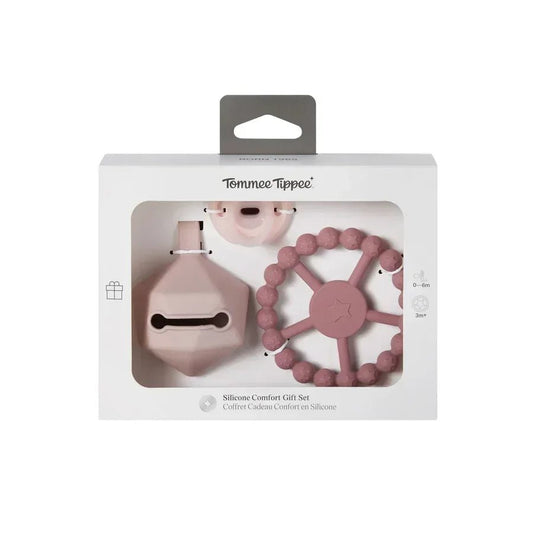 Tommee Tippee Soothing Silicone Comfort Gift Set – Baby Pacifiers, Teethers, and Accessories in Soft BPA - Free Silicone, Gentle on Sensitive Skin, Easy to Clean, and Perfect Newborn Gift for Comfort and Soothing - Adenzo Comfies