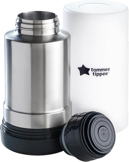Tommee Tippee Travel Bottle and Food Warmer, Portable Baby Bottle Warmer Ideal for Travel, Thermal Insulation, Stainless Steel Flask with Leak-Proof Lid