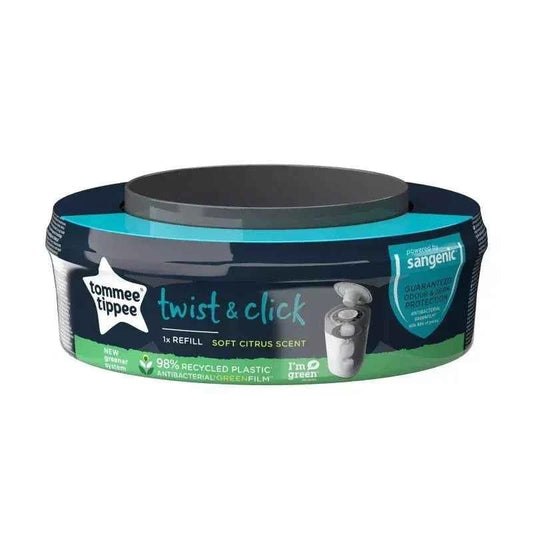Tommee Tippee Twist & Click Advanced Nappy Bin Refill Cassettes – Multilayer Antibacterial Film, 1/3/6 Pack Variants - Adenzo Comfies
