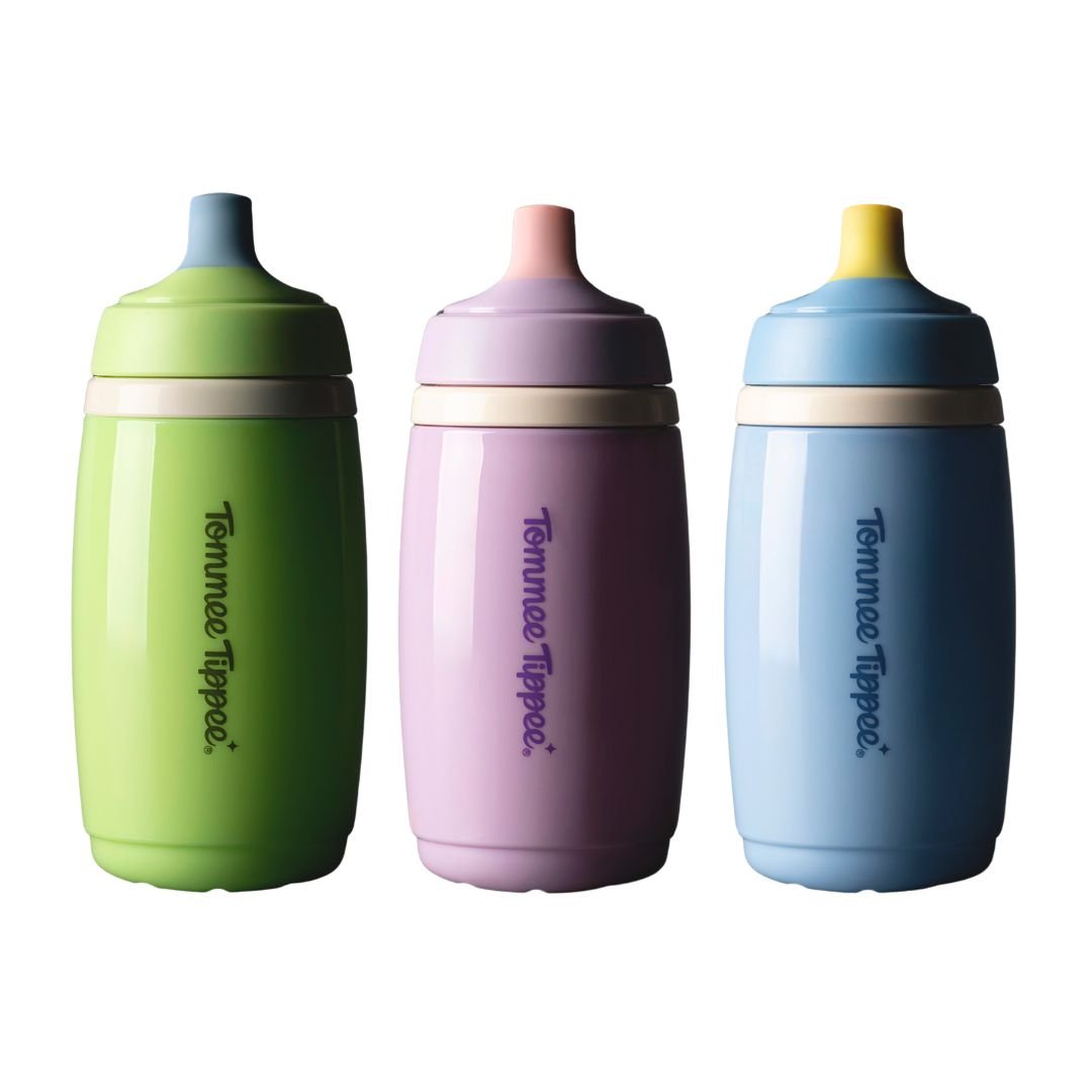 Tommee Tippee Superstar Insulated Training Cup, 266ml, for 12m+, Assorted Non‑Spill Water Bottle for Toddlers with Bite‑Proof Spout, Leak Proof and BPA‑Free (Straw & Sportee Variants) - Adenzo Comfies