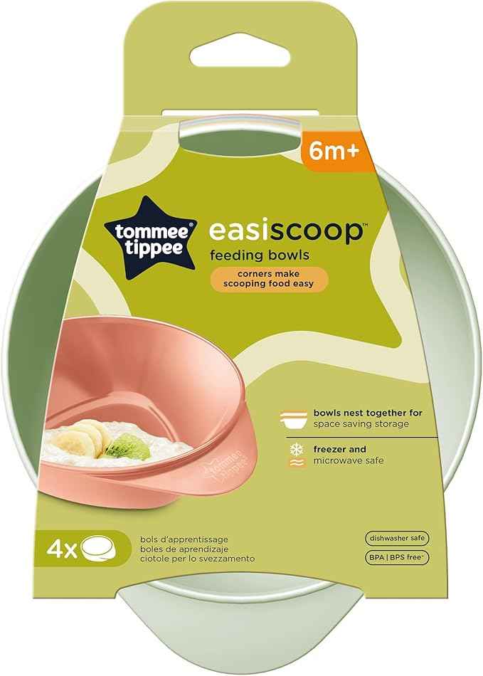 Tommee Tippee Easy Scoop Feeding Bowls – 6m+, 4 Pack, BPA‑Free - Adenzo Comfies