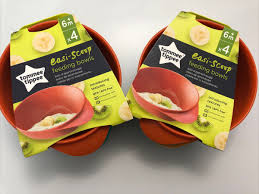 Tommee Tippee Easy Scoop Feeding Bowls – 4 Pack, Stackable, Easy‑Scoop Base, Dishwasher & Microwave Safe, BPA‑Free