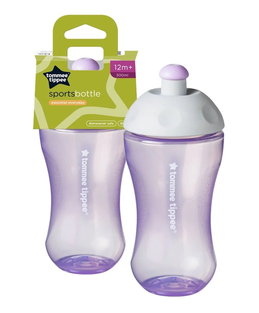Tommee Tippee Sports Bottle for Toddlers 12 Months+ – 300ml Purple Baby Drinking Bottle, BPA - Free, Leak - Proof, Easy - Grip Design, Dishwasher Safe, and Lightweight Travel Cup for Active Kids - Adenzo Comfies