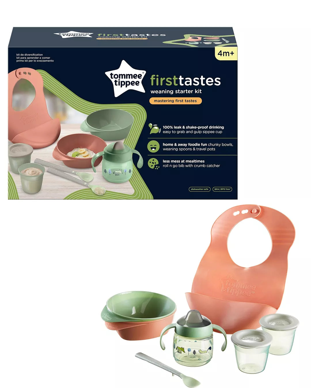 Tommee Tippee Weaning Kit – Baby Feeding Essentials, Soft Grip Spoons, Non‑Slip Bowls, Infant/Toddler, Unisex