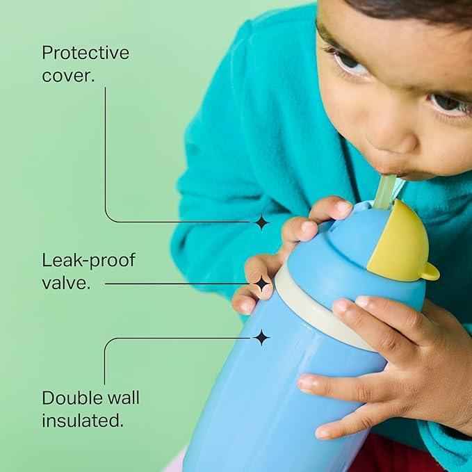Tommee Tippee Superstar Insulated Training Cup, 266ml, for 12m+, Assorted Non‑Spill Water Bottle for Toddlers with Bite‑Proof Spout, Leak Proof and BPA‑Free (Straw & Sportee Variants) - Adenzo Comfies