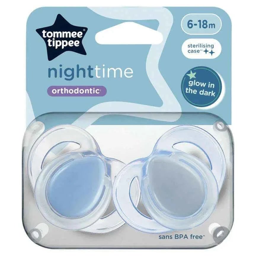 Tommee Tippee Night Time Soothers, 0–6m, 2 Pack, Glow in the Dark, BPA‑Free, Hygienic - Adenzo Comfies