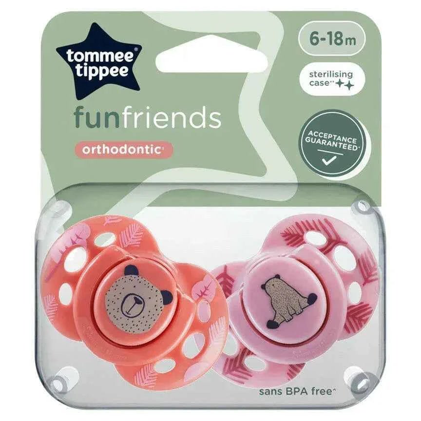 Tommee Tippee Fun Soothers, 0–6m, 2 Pack, Colorful Design, Lightweight, Easy to Clean - Adenzo Comfies