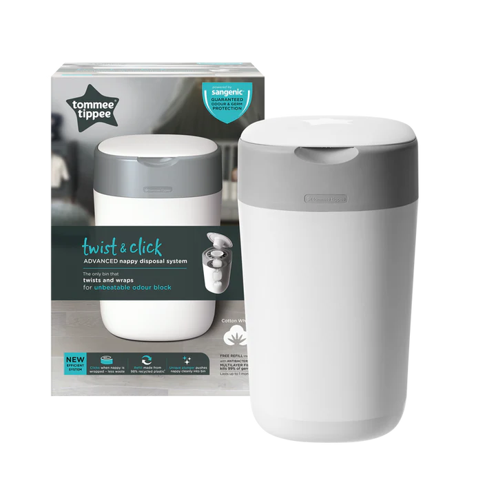 Tommee Tippee Twist & Click Nappy Disposal Tub – White