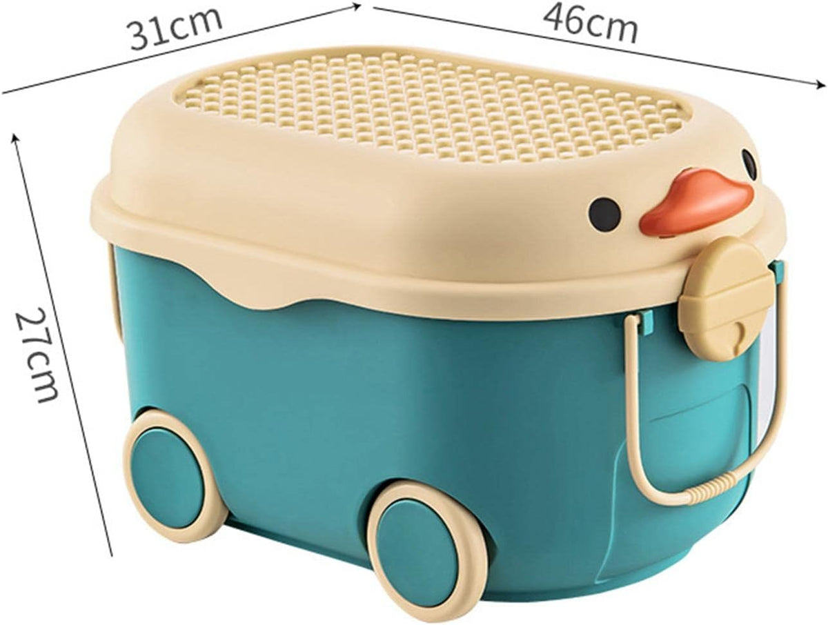 Toy Storage Box Plastic Toy Chest with Wheels, Large Toy Storage Organizer with Storage Bins for Games Room Storage - Adenzo Comfies