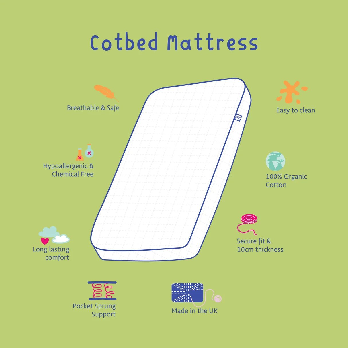 Toddler Cot Junior Bed Mattress - Adenzo Comfies