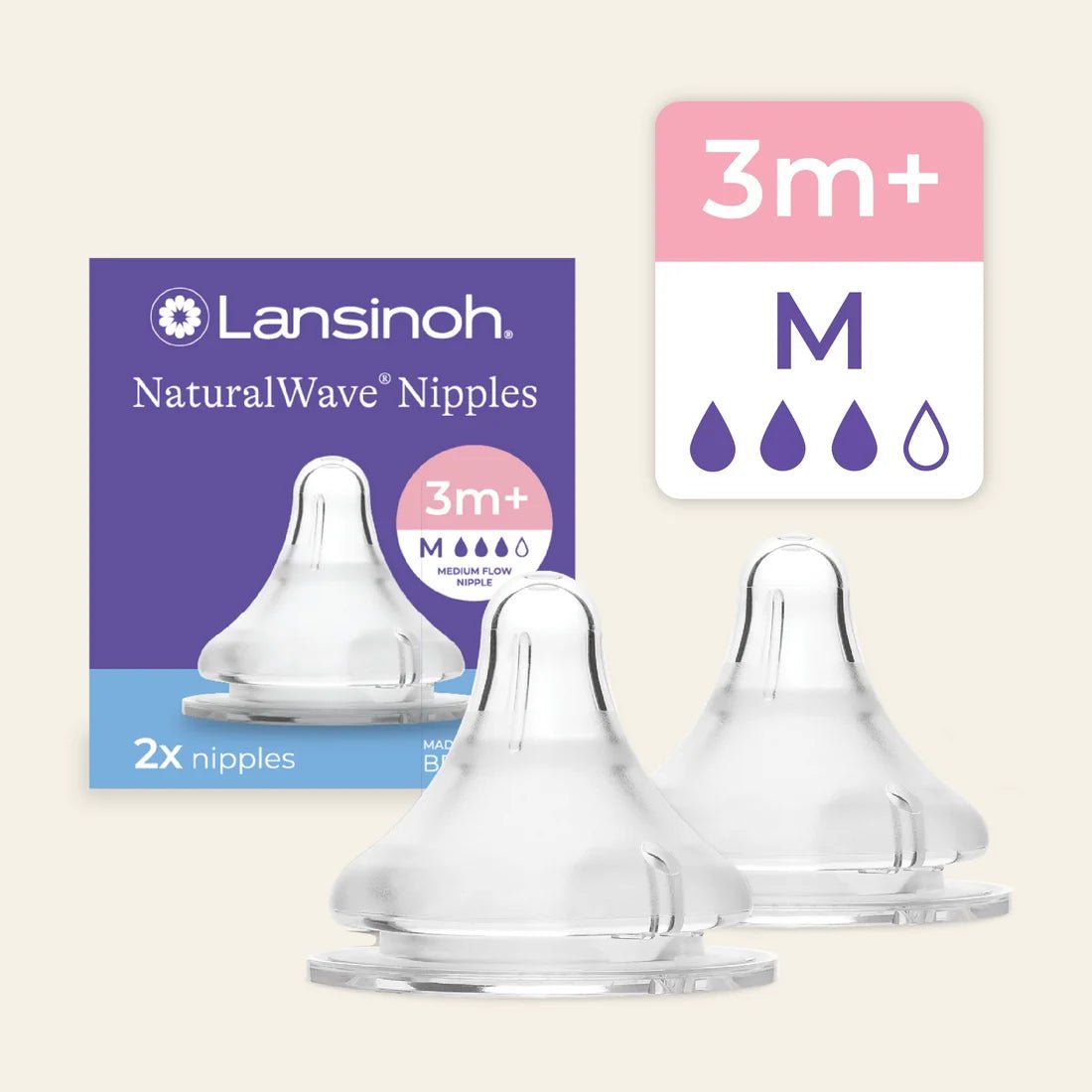 NaturalWave® Nipples - 2 count Medium Flow . - Adenzo Comfies