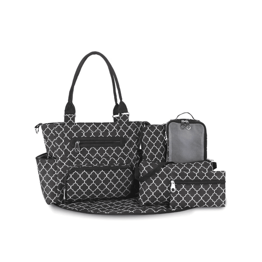 JJ Cole Parker - Style Maternal Diaper Bag Backpack, Large Capacity Black Mommy Bag for Baby Essentials - Adenzo Comfies