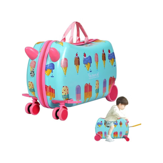 Kids Trolley Case, Ride - On Suitcase 2 in 1 Kid Luggage Organizer Waterproof Carry On Travel Bag Children's Motorcycle Trunk Storage Box - Adenzo Comfies
