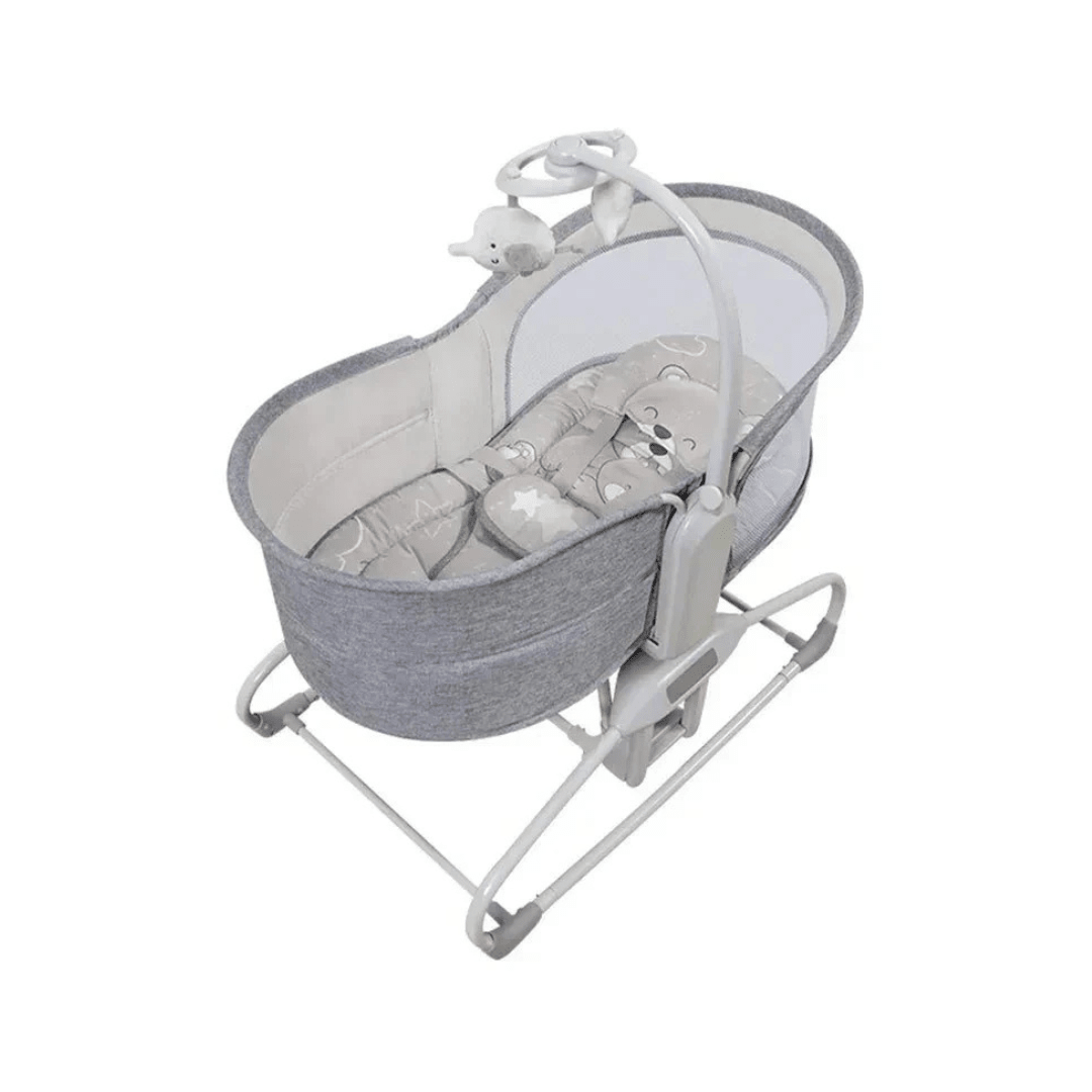 Mastela 4 in 1 Swing & Bassinet - 12 Melodies - Adjustable Backrest - 5 Points Harness - Breathable Mesh Sides & Soft Headrest - For 0 to 36M (Upto 9 Kg) - Light Grey - Adenzo Comfies