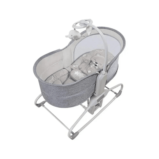 Mastela 4 in 1 Swing & Bassinet - 12 Melodies - Adjustable Backrest - 5 Points Harness - Breathable Mesh Sides & Soft Headrest - For 0 to 36M (Upto 9 Kg) - Light Grey - Adenzo Comfies