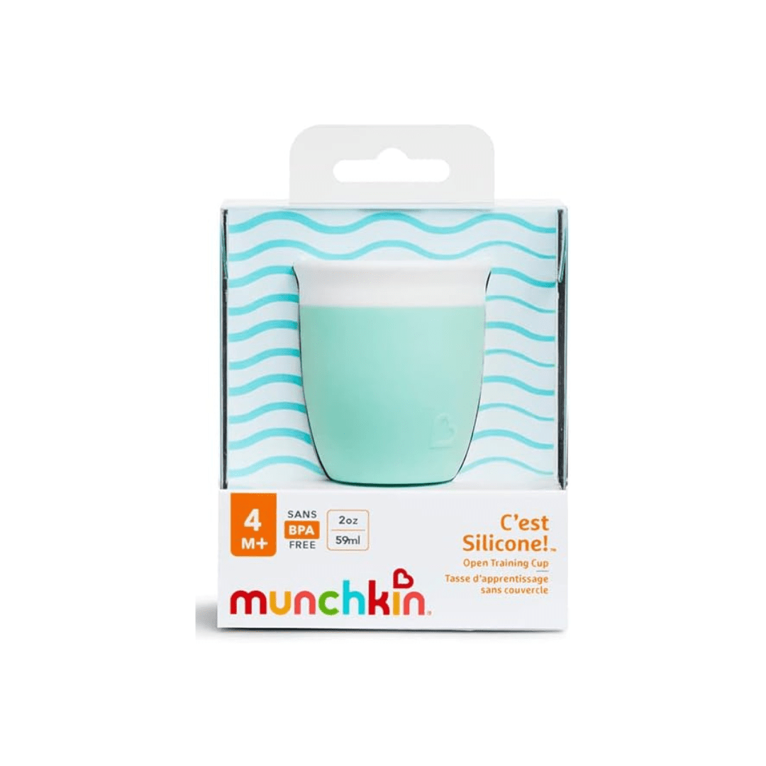 Munchkin C’est Silicone! Open Toddler and Baby Cup for Babies and Toddlers 4 Months+, Ideal Transition Sippy Cup and Suitable Free Flow Sippy Cup for Baby and Toddler weaning, 2oz/59ml, Mint - Adenzo Comfies