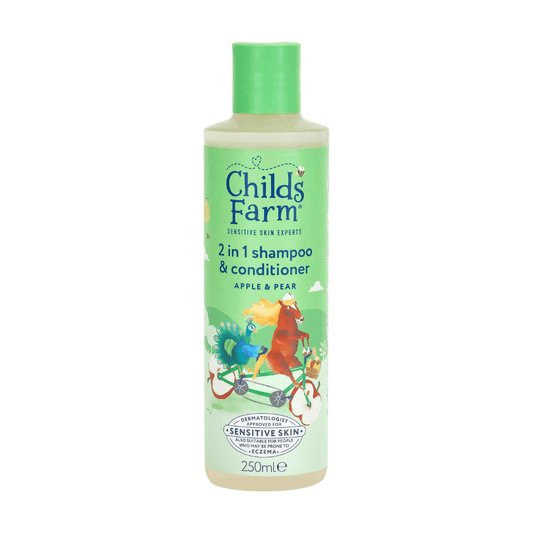 Childs Farm 2 in 1 Hair Shampoo and Conditioner, Gentle Tear Free, Apple and Pear Fragrance, Children, Kids, Baby, 250ml - Adenzo Comfies