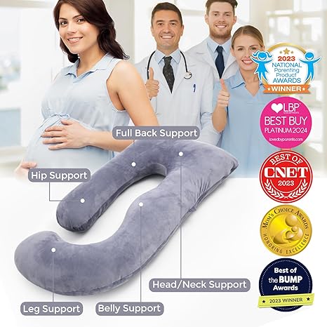 Momcozy U-Shaped Pregnancy Pillow, Full Body Maternity With Support for Back, Legs, Belly, 57 Inch&nbsp;