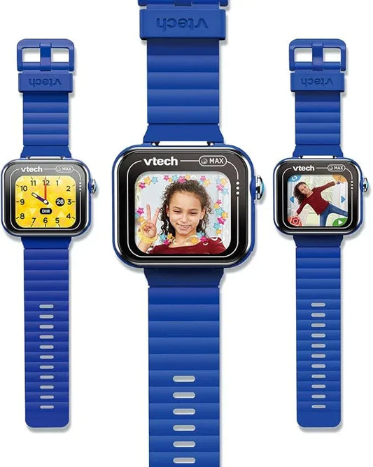 VTech - KidiZoom SmartWatch MAX Blue, kids digital watch, photo, selfie, video, horizontal touch screen, high-tech toy, gift for children and teenagers from 5 years to 14 years - content on - Adenzo Comfies