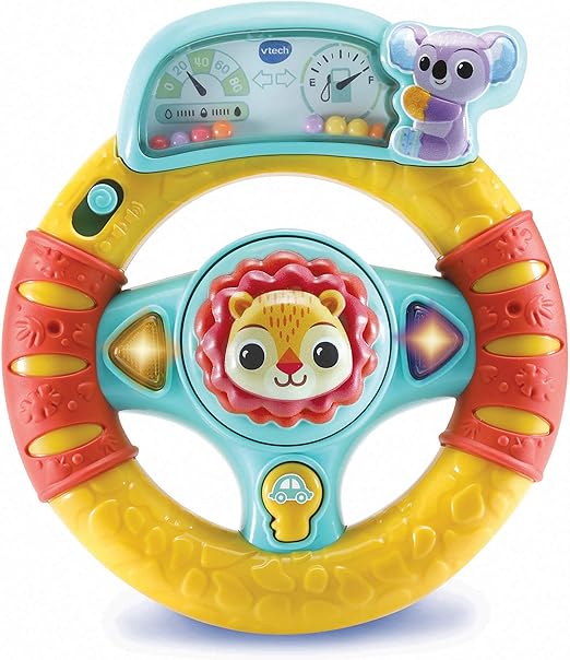 VTech Baby Roar & Explore Wheel, Interactive Baby Toy with Phrases, Songs and Lights, Sensory Toy for Babies, Attaches to Pushchairs and Car Seats, Roleplay Steering Wheel, 3 Months +, English Version