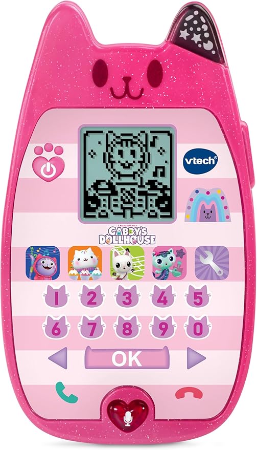 VTech Gabby's Dollhouse A Meow-Zing Phone, Official Gabby's Dollhouse Toy, Interactive Role Play Phone, Toy Phone with Voice Activation, Ringtones & Games, Gift for Ages 3, 4+ Years, English Version