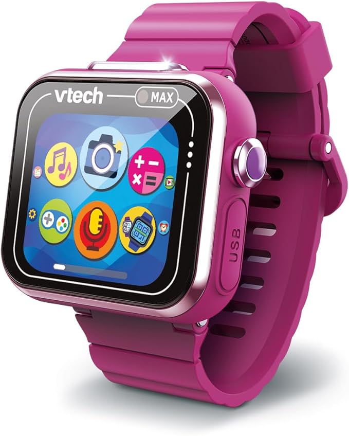 VTech Kidizoom Max Raspberry Smart Watch for Kids, Dual Camera, Video, Games, Horizontal Touch Screen, ESP Version