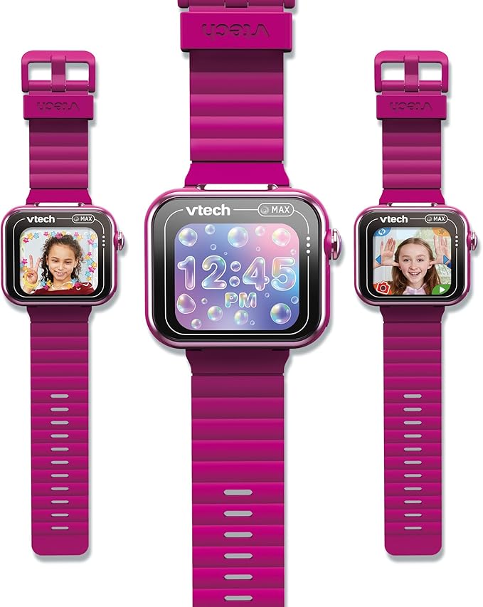 VTech Kidizoom Max Raspberry Smart Watch for Kids, Dual Camera, Video, Games, Horizontal Touch Screen, ESP Version