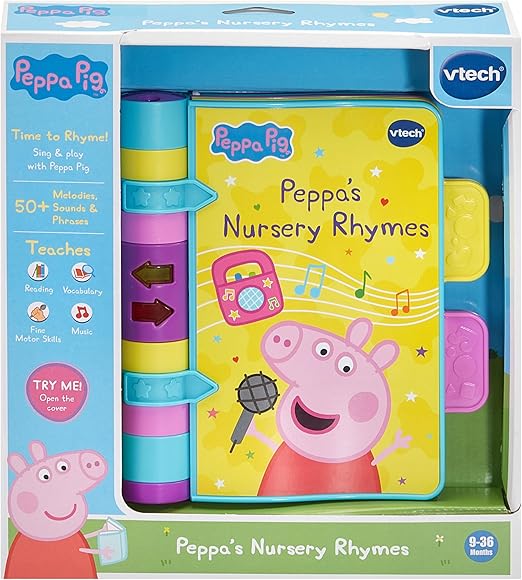 VTech Peppa Pig: Peppa's Nursery Rhymes, Official Peppa Pig Book with Nursery Rhymes, Wipe-Clean Pages, Lights, Songs & Sound Effects, Interactive Toy for Babies 9, 12, 18+ months, English Version