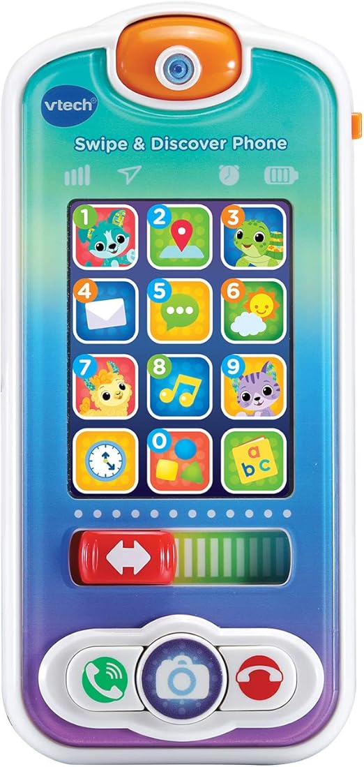 VTech Swipe & Discover Phone, Play Phone for Baby Girls & Boys, Interactive Toy with Lights and Sounds, Phone Toys for Babies, Learning Toy with Animals and Numbers, Ages 6 Months+, English Version