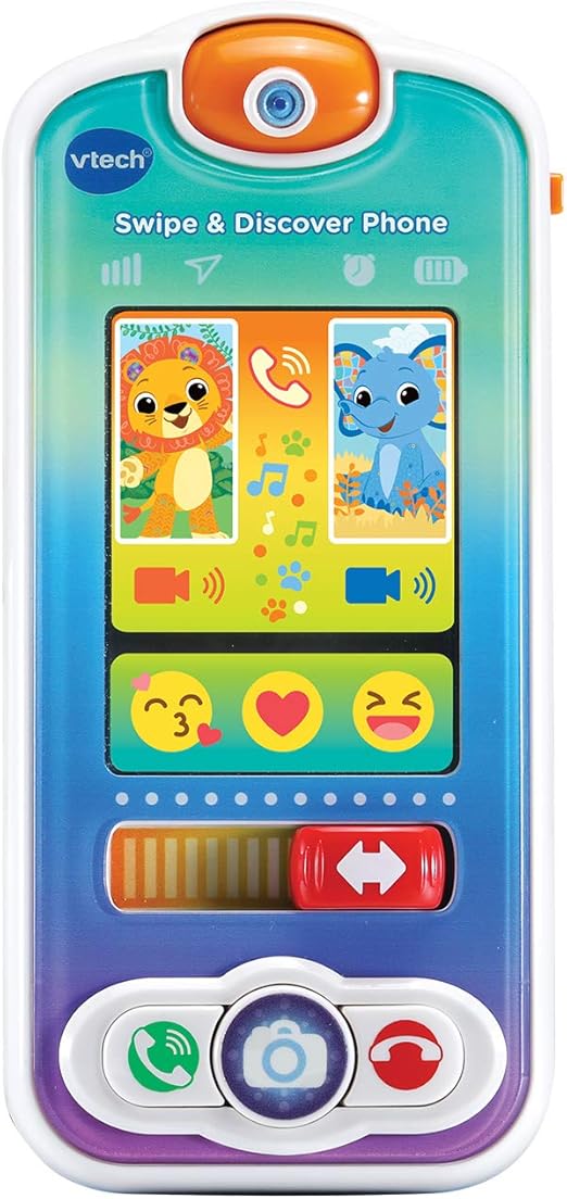 VTech Swipe & Discover Phone, Play Phone for Baby Girls & Boys, Interactive Toy with Lights and Sounds, Phone Toys for Babies, Learning Toy with Animals and Numbers, Ages 6 Months+, English Version