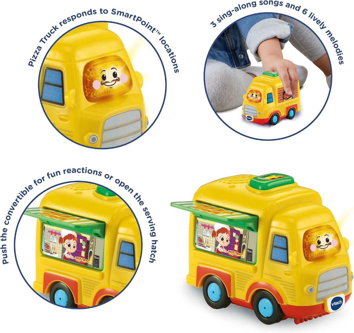 VTech Toot-Toot Drivers Pizza Truck, Interactive Toddlers Toys for Pretend Play with Lights and Sounds, Suitable for Boys & Girls Ages 1, 2, 3, 4+ Years, English Version - Adenzo Comfies