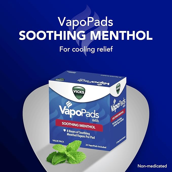 Vicks VapoPads Original Menthol Scent Refill Pads for Vicks Humidifiers and Sinus Inhalers, 20-Pack