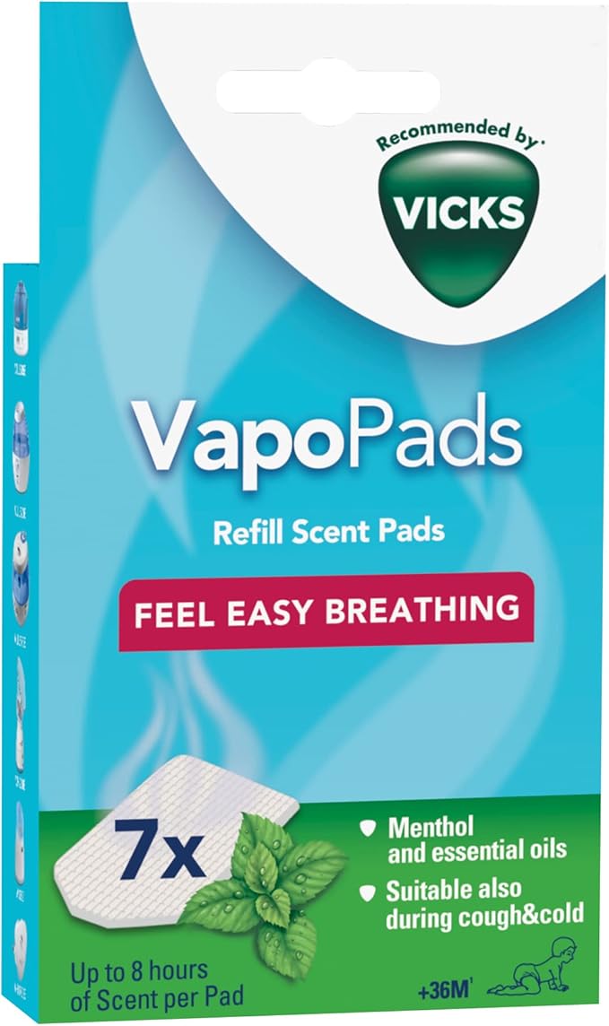 Vicks VapoPads Menthol - Scented Pads with Essential Oils - Pack of 1 - Compatible with our Humidifiers, Inhalers & Diffusers - Suitable for Colds and Congestion - Releases Soothing Vapours - VH7