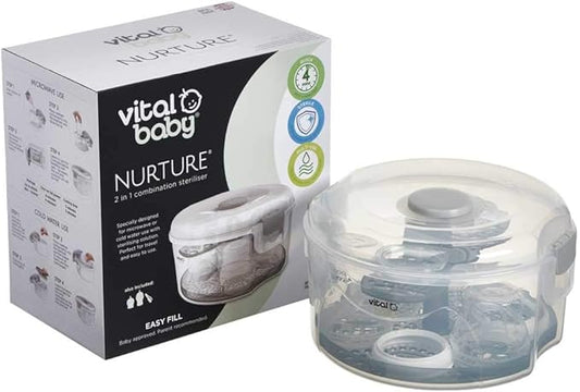 Vital Baby Nurture 2 in 1 Combination Steriliser - Microwave Steam Sterilising and Cold Water Sterilizer - BPA, Latex & Phthalate Free
