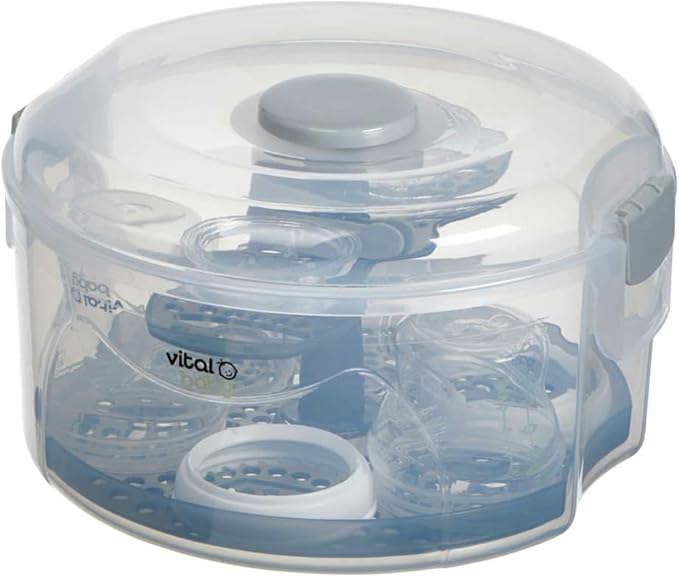 Vital Baby Nurture 2 in 1 Combination Steriliser - Microwave Steam Sterilising and Cold Water Sterilizer - BPA, Latex & Phthalate Free