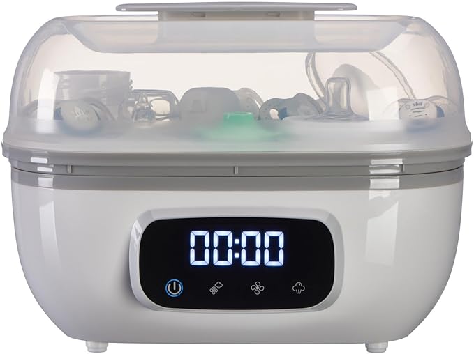 Vital Baby Nurture Pro Steam Steriliser & dryer - Kills 99.9% of Bacteria & Viruses in 6 Minutes - Chemical Free Sterilising - Grey
