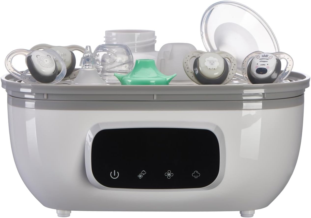 Vital Baby Nurture Pro Steam Steriliser & dryer - Kills 99.9% of Bacteria & Viruses in 6 Minutes - Chemical Free Sterilising - Grey
