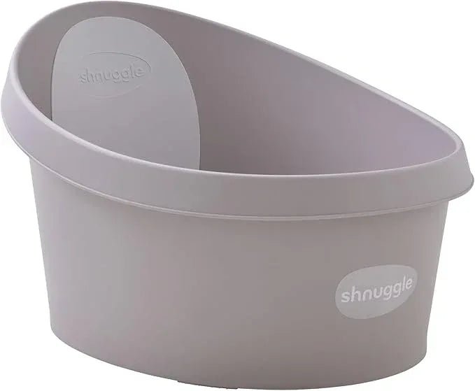 Shnuggle Toddler Bath Tub | Larger Bath for Bigger Kids at Bathtime | Includes Warm and Soft Foam backrest | Grippy Anti - Slip Surface | Includes Easy Drain Bath Plug | White with Light Grey Backrest - Adenzo Comfies