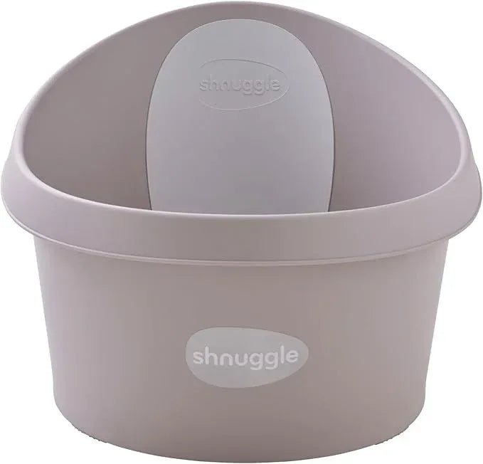Shnuggle Toddler Bath Tub | Larger Bath for Bigger Kids at Bathtime | Includes Warm and Soft Foam backrest | Grippy Anti - Slip Surface | Includes Easy Drain Bath Plug | White with Light Grey Backrest - Adenzo Comfies