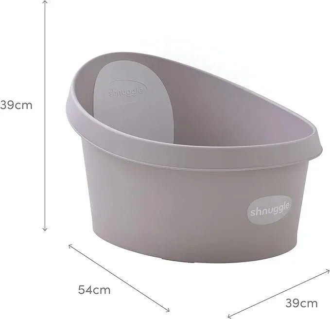 Shnuggle Toddler Bath Tub | Larger Bath for Bigger Kids at Bathtime | Includes Warm and Soft Foam backrest | Grippy Anti - Slip Surface | Includes Easy Drain Bath Plug | White with Light Grey Backrest - Adenzo Comfies