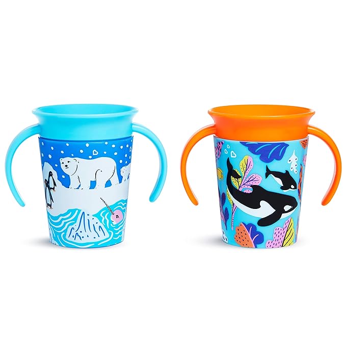 Munchkin® Miracle® 360 Wildlove - Sippy Cup, 6 oz, 2-Pack, Orca/Polar Bear