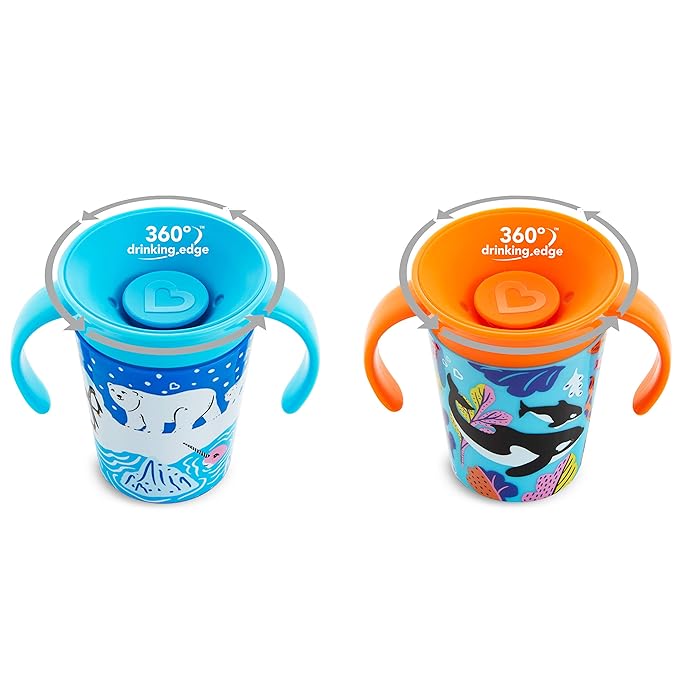 Munchkin® Miracle® 360 Wildlove - Sippy Cup, 6 oz, 2-Pack, Orca/Polar Bear