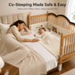 Walnut Wood Children's Interlocking Bed, Solid Wood Baby Bed, Large Bed With Adjustable Guardrails, Widened Legs, Baby Bed For bed Bumpers or Other Mattress Styles