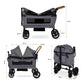Neobreez ADVI Wagon Cargo Push Pull Foldable Stroller For 2 Kids, UV&Waterproof Removable Canopy,Gift&String Bag,Phone Holder,2in1 Cup Holder,Toy Strap,Reflective Stickers,6m to 4yrs,44kg.